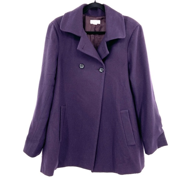 BARNEY'S New York Plum Purple 100% Cashmere Italy Cape Style Jacket Coat Size 46 - Picture 1 of 8